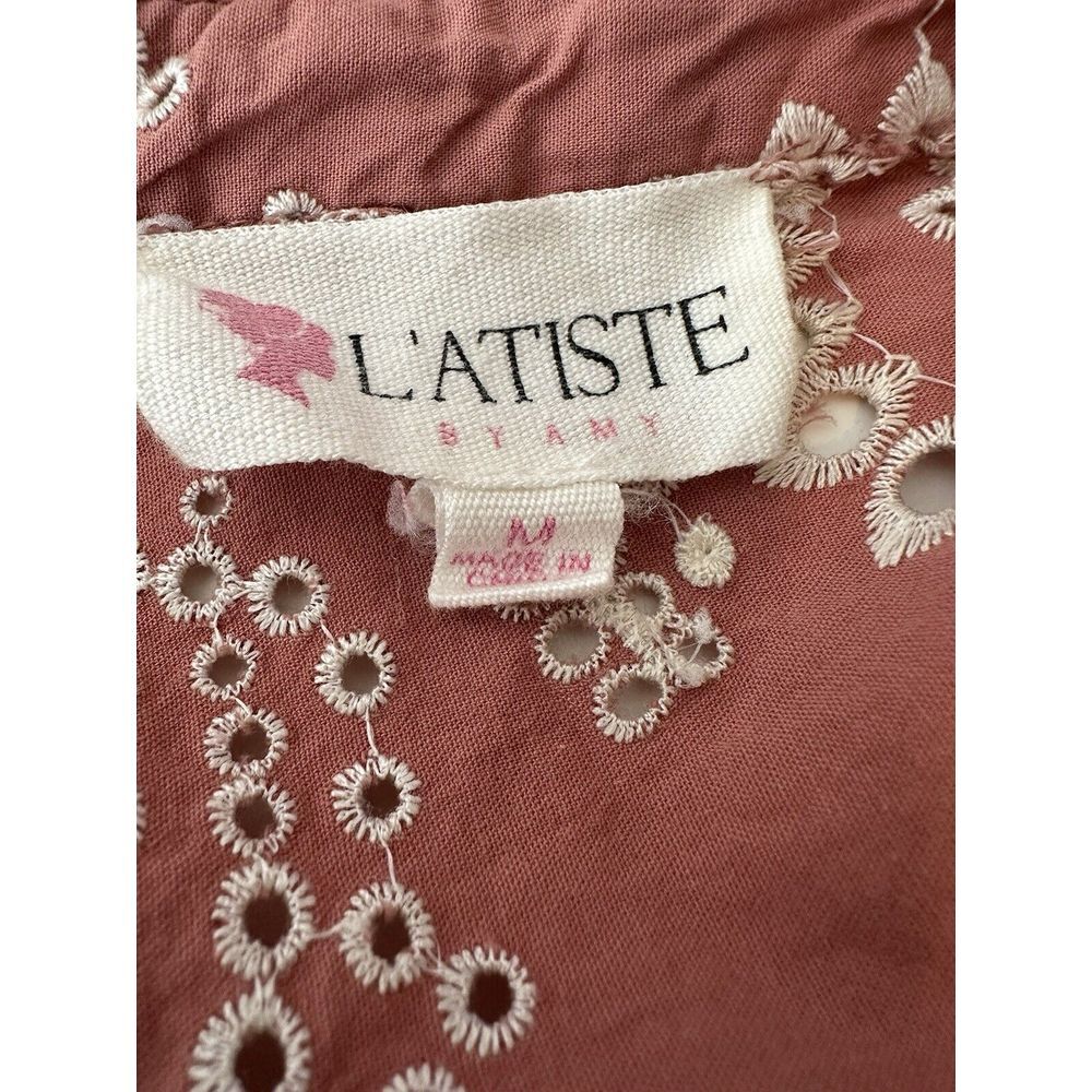 L'ATISTE BY AMY Dress Women Medium Mauve Ruffle Mini Boho Bohemian Coquette - Picture 3 of 10